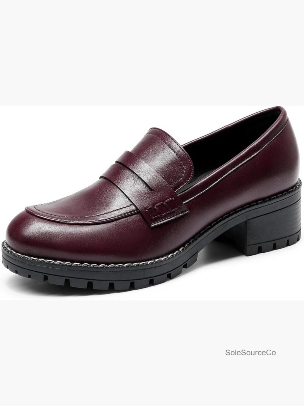 Women's Chunky Platform Loafers Business Casual Slip-On Shoes